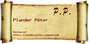 Plander Péter névjegykártya