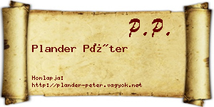 Plander Péter névjegykártya