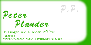 peter plander business card